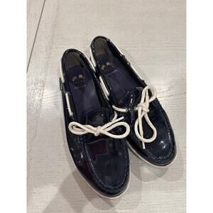 Cole Haan Nantucket Camp Boat Shoes Loafers Womens Size 7.5 Patent Blue Preppy